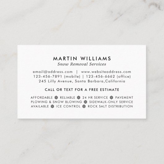 Schwarzweiß und Weiß: Visitenkarte (Rückseite)