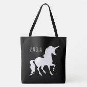 Schwarzweiss-Unicorn-Silhouette modernes Trendy Tasche (Vorderseite)