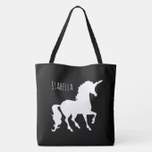 Schwarzweiss-Unicorn-Silhouette modernes Trendy Tasche (Rückseite)