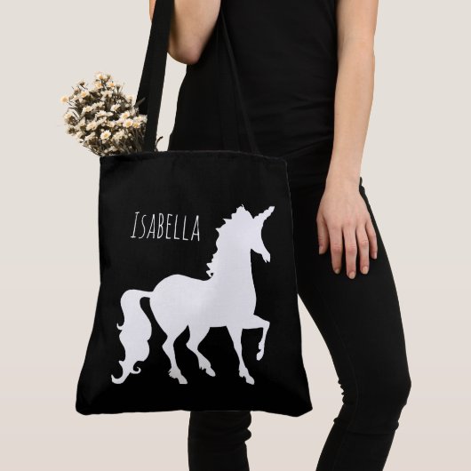 Schwarzweiss-Unicorn-Silhouette modernes Trendy Tasche (Von Nahem)