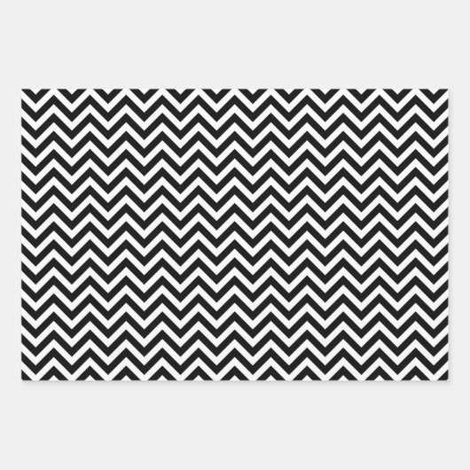 Schwarzweiß Unterschiedliche Größen Zickzack Geschenkpapier Set (Vorderseite 3)