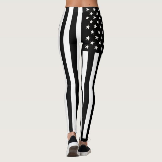 Schwarzweiss-USA-Flaggen-Leggings Leggings (Rückseite)