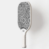 Schwarzweiß-Vintag-Paisley-Monogramm Pickleball Schläger (Links)