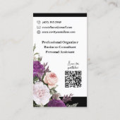 Schwarzweiß Vintage Rose Bloral Simple Personal Visitenkarte (Rückseite)