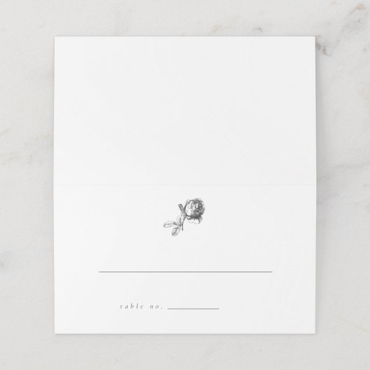 Schwarzweiß-Vintage Rose Hochzeitskarten Platzkarte (Außenseite Aufgefaltet)