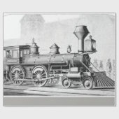 Schwarzweiß-Vintager Dampfzug Geschenkpapier (Flach)