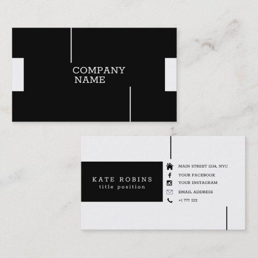 Schwarzweiß Visitenkarte (Vorne/Hinten)