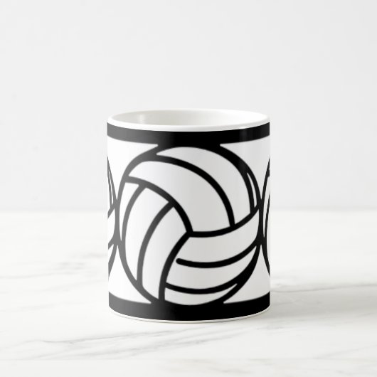 Schwarzweiss-Volleyball-Kaffee-Tasse Verwandlungstasse (Mittel)