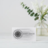 Schwarzweiss-Watercolor-Damast-schlichtes Visitenkarte (Stehend Vorderseite)