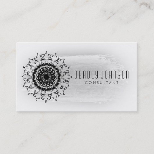 Schwarzweiss-Watercolor-Damast-schlichtes Visitenkarte (Vorderseite)