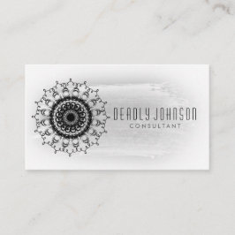 Schwarzweiss-Watercolor-Damast-schlichtes Visitenkarte