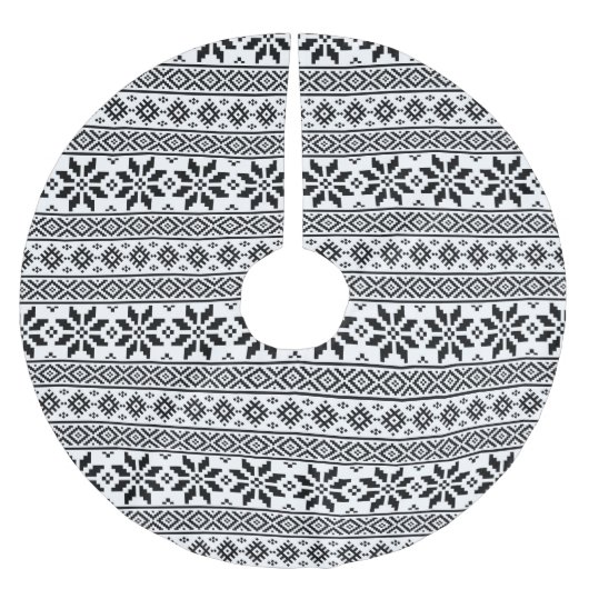 Schwarzweiß-Weihnachten Polyester Weihnachtsbaumdecke (Vorderseite)