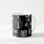 Schwarzweiß-Weihnachtskaffee-Tasse Kaffeetasse (VorderseiteRechts)