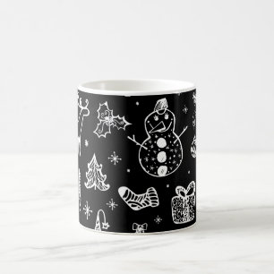 Schwarzweiß-Weihnachtskaffee-Tasse Kaffeetasse
