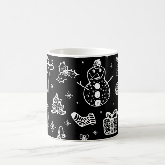 Schwarzweiß-Weihnachtskaffee-Tasse Kaffeetasse (Mittel)