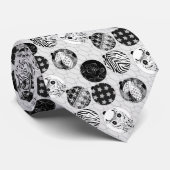 Schwarzweiß, Weihnachtsmuster Krawatte (Gerollt)