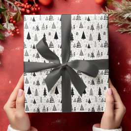Schwarzweiß-Weihnachtswrapping Paper Set 3 Geschenkpapier Set