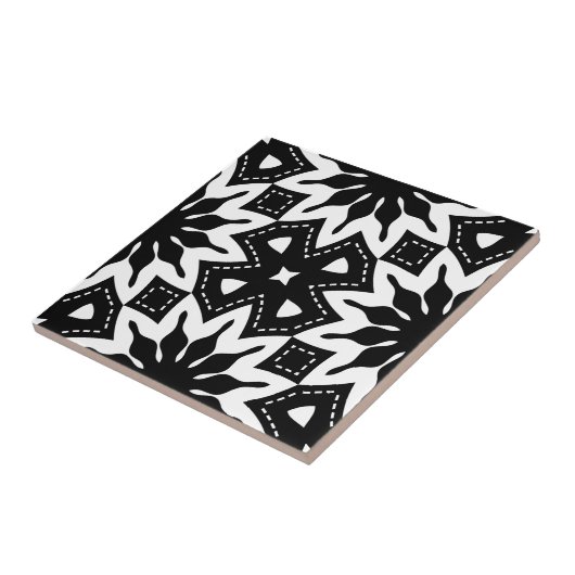Schwarzweiß-Weiß-Geometrismuster Fliese (Seite)