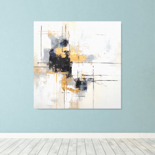 Schwarzweiß-Weißgold-Netztuch Leinwanddruck (Insitu (Holzboden))