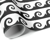 Schwarzweiss-Wellen-Entwurfs-Packpapier Geschenkpapier (Rolleneckpunkt)