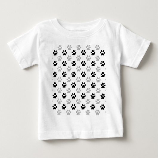 Schwarzweiss-Welpentatzendrucke Baby T-shirt (Vorderseite)