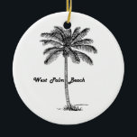 Schwarzweiss-West- Palm Beach u. Palmenentwurf Keramikornament<br><div class="desc">Schwarzweiss-West- Palm Beachentwurf. Inspiriert bis zum der Einfachheit,  Schwarzweiss,  Reise und Sommer. Besichtigen Sie unseren Speicher,  um mehr Palmen- u. Stadtentwürfe zu finden!</div>