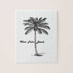 Schwarzweiss-West- Palm Beach u. Palmenentwurf Puzzle