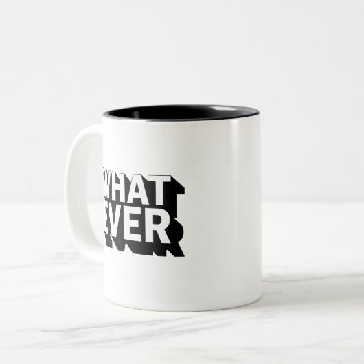 Schwarzweiß-WHATEVER-Tasse Zweifarbige Tasse (Vorderseite Links)