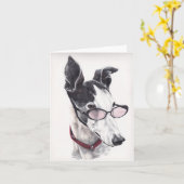 Schwarzweiss-Windhund-Hundekunst-Anmerkungs-Karte Karte (Gelbe Blume)