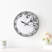 Schwarzweiss-Wirbel und Rotationen Große Wanduhr (Zuhause)
