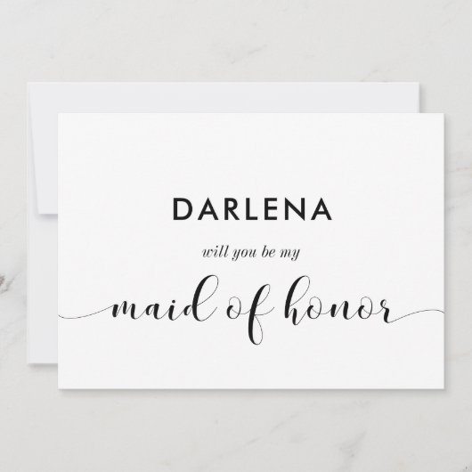 Schwarzweiß wird meine Trauzeugin sein Einladung (Vorderseite)