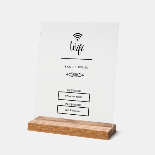 Schwarzweiß-WLAN-Kennwort für Zuhause Acrylschild (Winkel)