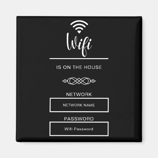 Schwarzweiß-WLAN-Kennwort für Zuhause Magnet (Vorne)
