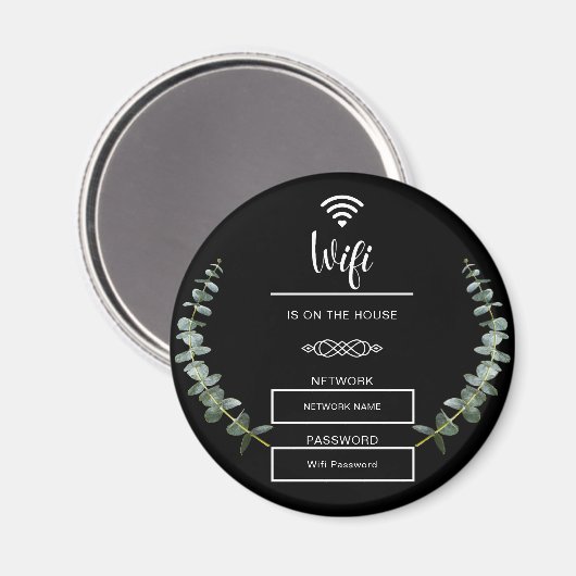 Schwarzweiß-WLAN-Kennwort für Zuhause Magnet (Vorderseite/Rückseite)
