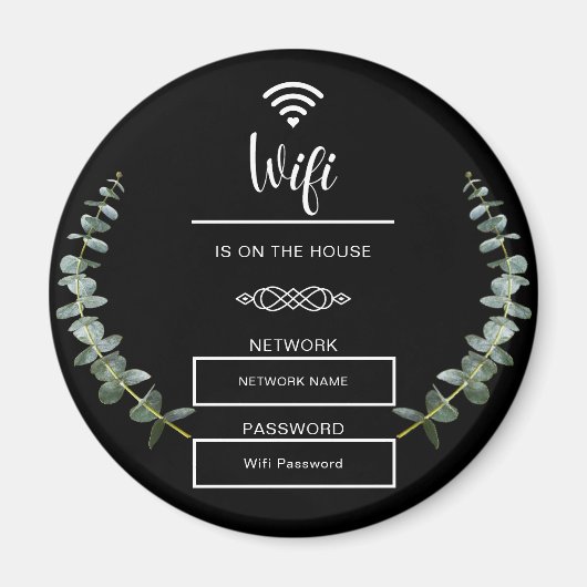 Schwarzweiß-WLAN-Kennwort für Zuhause Magnet (Vorne)