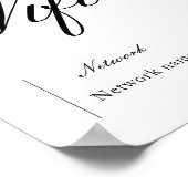 Schwarzweiß-WLAN-Kennwort und Netzwerksignatur Poster (Ecke)