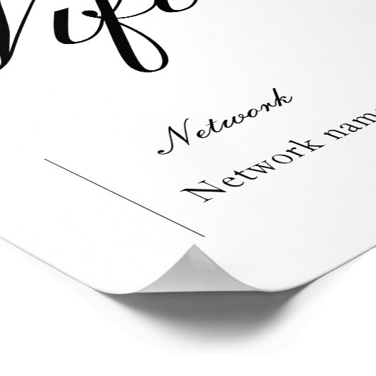 Schwarzweiß-WLAN-Kennwort und Netzwerksignatur Poster (Ecke)