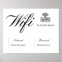 Schwarzweiß-WLAN-Kennwort und Netzwerksignatur