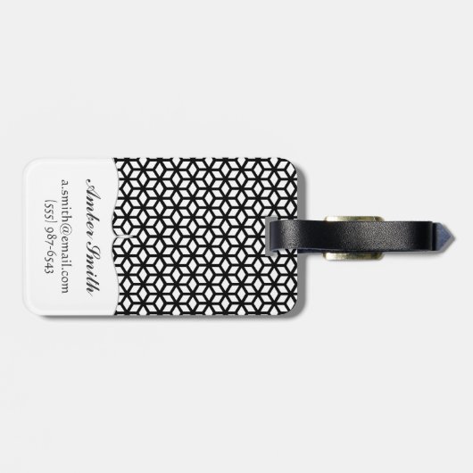 Schwarzweiss-Würfel-Muster Gepäckanhänger (Rückseite horizontal)