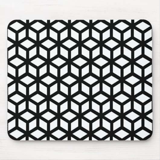 Schwarzweiss-Würfel-Muster Mousepad (Vorne)
