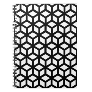Schwarzweiss-Würfel-Muster Notizblock
