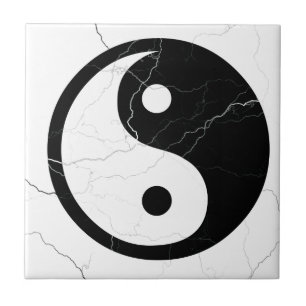 Schwarzweiss-Yin und Yang Fliese