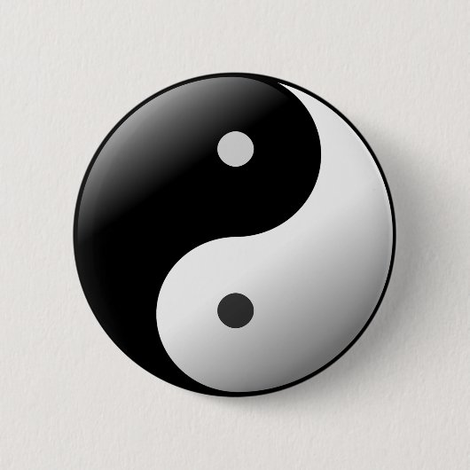 Schwarzweiss-Yin Yang Symbolknopf Button (Vorderseite)