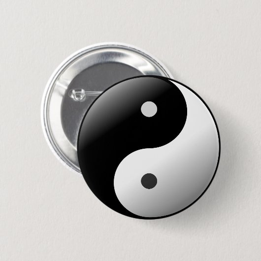 Schwarzweiss-Yin Yang Symbolknopf Button (Vorne & Hinten)