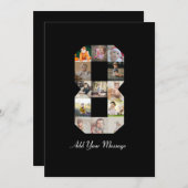 Schwarzweiß-Zahl 8-FotoCollage Dankeskarte (Vorne/Hinten)