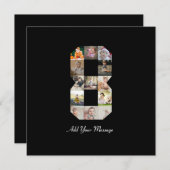 Schwarzweiß-Zahl 8-FotoCollage Dankeskarte (Vorne/Hinten)