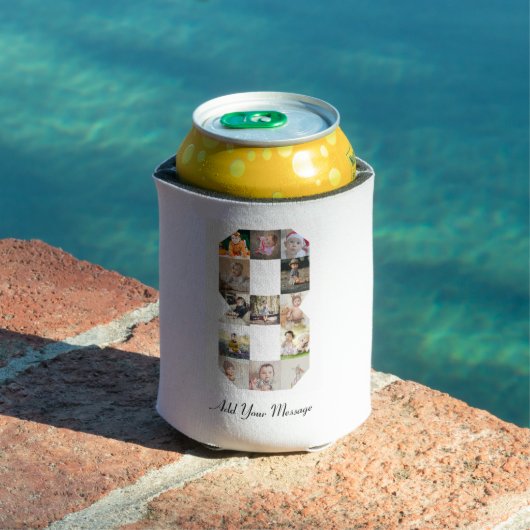 Schwarzweiß-Zahl 8-FotoCollage Dosenkühler (In Situ Pool)