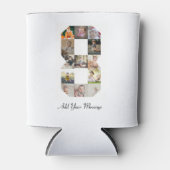 Schwarzweiß-Zahl 8-FotoCollage Dosenkühler (Vorderseite)