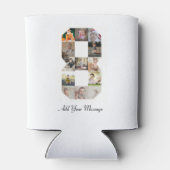 Schwarzweiß-Zahl 8-FotoCollage Dosenkühler (Rückseite)