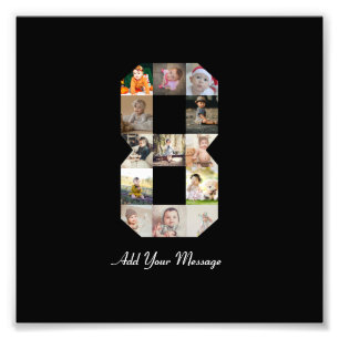 Schwarzweiß-Zahl 8-FotoCollage Fotodruck